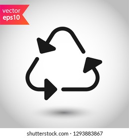 Recycling vector icon. Recycle icon.  Environmental treatment vector sign. ecological recycling arrows symbol. EPS 10 flat sign. Linear symbol. Outline symbol design