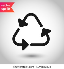 Recycling vector icon. Recycle icon.  Environmental treatment vector sign. ecological recycling arrows symbol. EPS 10 flat sign. Linear symbol. Outline symbol design
