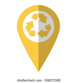 Recycling - vector icon;  yellow map pointer
