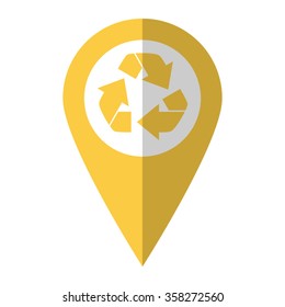 Recycling - vector icon;  yellow map pointer