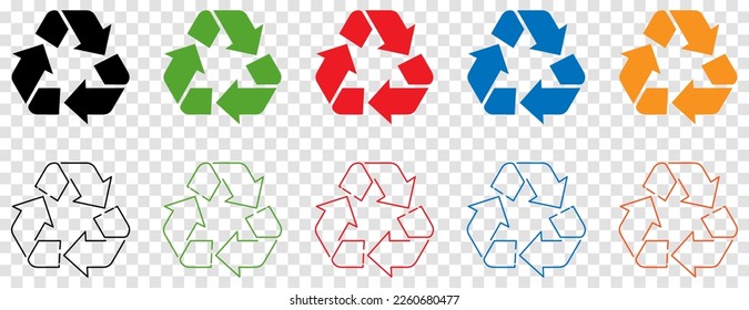 Recycling vector icons. Symbol for website design, logo, app, UI. Vector illustration isolated on transparent background