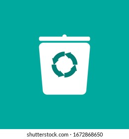 Recycling. Vector image of a trash can icon with a recycling sign. Arrows in a circle. Of blue color. Minimalist