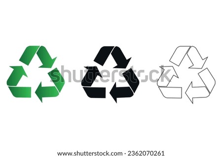 Recycling vector symbols set. Green recycling sign on a white background.Reuse, renew, recycle materials. Vector illustration in flat style.