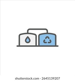 recycling waste filled outline icon. filtering waste color line illustration.