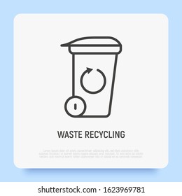 Recycling waste: garbage can with arrow. Zero waste. Modern vector illustration.