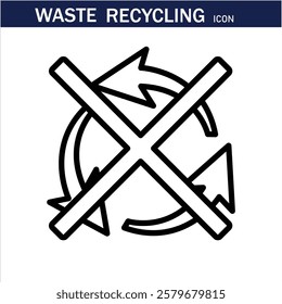 recycling waste line icons. Plastic bottle, biodegradable trash, junk truck, landfill, paper, glass, battery, conveyor vector illustration. Outline signs about garbage recycle. Editable Stroke .Eps 10