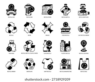 Icono sólido de gestión de residuos de reciclaje