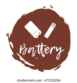 Recycling waste sorting icon - battery. Vector illustration.