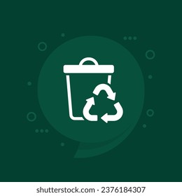 Recycling-Abfall-Vektorsymbol mit Mülleimer