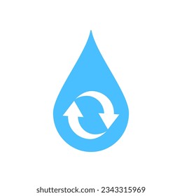 Recycling water icon design in flat style.