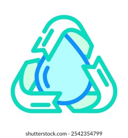 recycling water saving color icon vector. recycling water saving sign. isolated symbol illustration