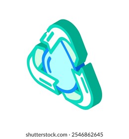 Reciclaje de ahorro de agua Icono isométrico Vector. Reciclaje de ahorro de agua Signo. Ilustración de símbolo aislado
