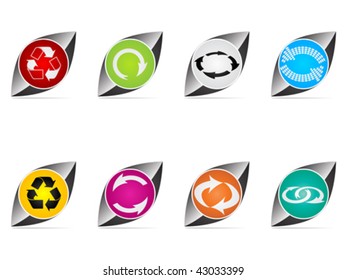 Recycling-Webtasten in verschiedenen Farben