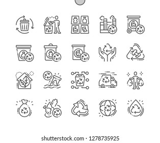 Recycling Well-crafted Pixel Perfect Vector Thin Line Icons 30 2x Grid for Web Graphics and Apps. Simple Minimal Pictogram