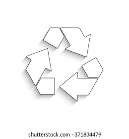 Recycling - white vector icon with  shadow