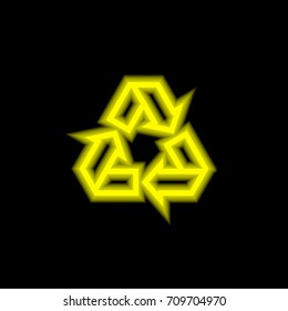 Recycling yellow glowing neon ui ux icon. Glowing sign logo vector