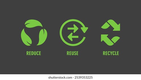 recycling for the zero waste movement and ecological care with dark background