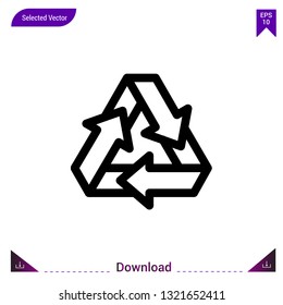 recycling-symbol icon vector . Best modern, simple, isolated, application ,ecology icons, logo, flat icon for website design or mobile applications, UI / UX design vector format
