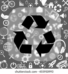 recyclle vector icon - matte glass button on background consisting of different icons