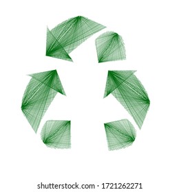 Recykling symbol made grom green lineas.Save the planet. Save nature.