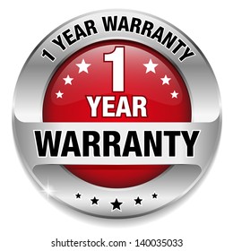 Red 1 Year Warranty Button