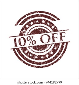 Red 10% Off with rubber seal texture