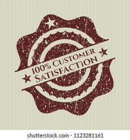 Red 100% Customer Satisfaction grunge style stamp