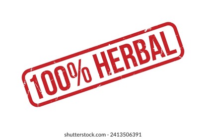 Red 100% Herbal Rubber Stamp Seal Vector