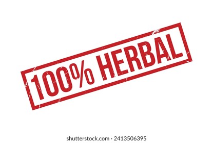Red 100% Herbal Rubber Stamp Seal Vector