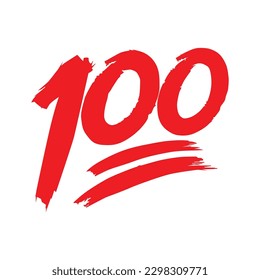 red 100 icon emoticon emoji with natural swashes