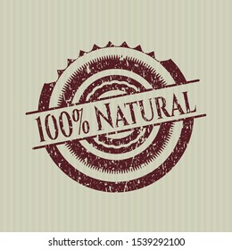 Red 100% Natural distress grunge style stamp