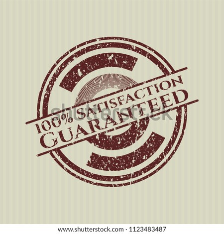 Red 100% Satisfaction Guaranteed distress rubber seal with grunge texture