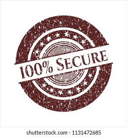 Red 100% Secure rubber grunge texture seal