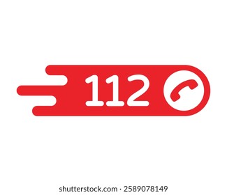 Red 112 Emergency Call Icon Universal Safety High Quality Vector