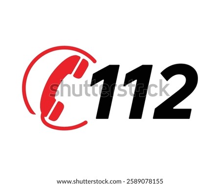 Red 112 Emergency Hotline Icon Public Safety High Quality Vector