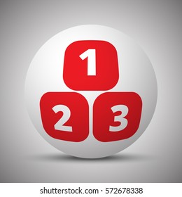 Red 123 Blocks icon on white sphere