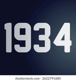 red 1934 number 3d effect white background