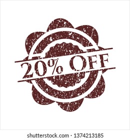 Red 20% Off distress rubber grunge stamp