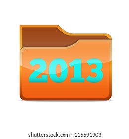 a red 2013 folder isolated on white, vector folder icon