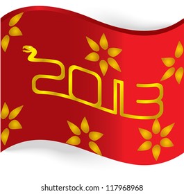 Red 2013 greeting flag, create by vector