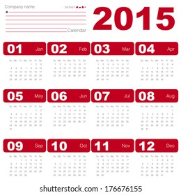 RED 2015 calendar Minimal Design 
