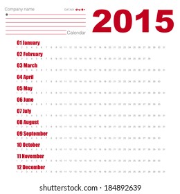 RED 2015 calendar Minimal Design 