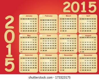 red 2015 year calendar