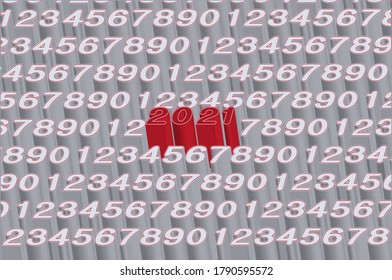 Red 2021 New Year 3D background, vector illustration