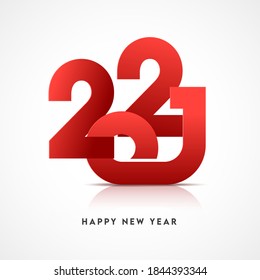 Red 2021 Number On White Background For Happy New Year Celebration.