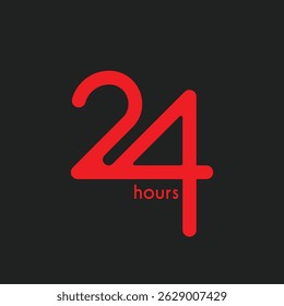Red 24 hours Stylized Badge Vector 24 hours banner
