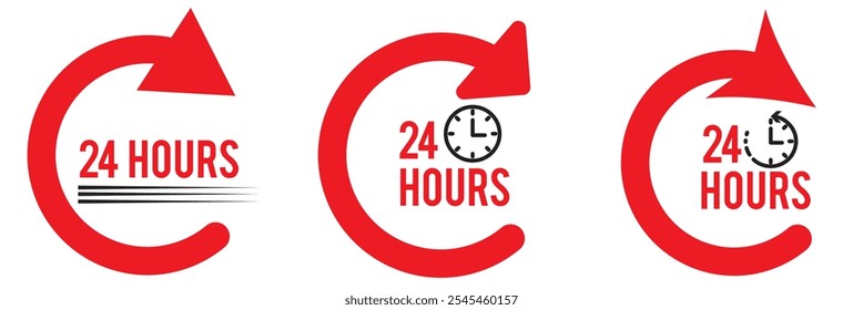 red 24hours service vector collection 