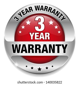 Red 3 Year Warranty Button