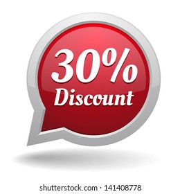 Red 30 percent discount speech bubble