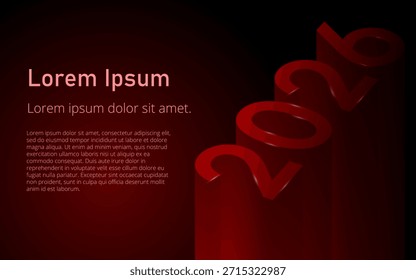 Red 3D 2026 Text with Copy Space on Dark Background